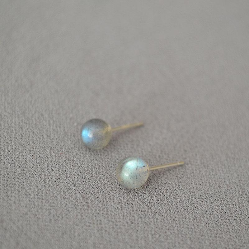 

Японские и корейские минималистичные серьги-пусеты с лунным камнем и амазонитом для женщин из серебра 925 пробы