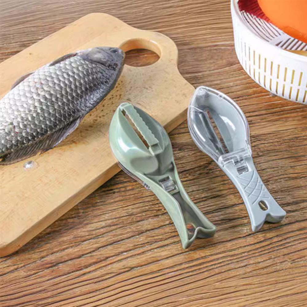 1pc Fish Scale Scraper With Lid Kitchen Household Plastic Fish Scale Scraper Manual Descaling Brushing Tool for Cleaning Fish
