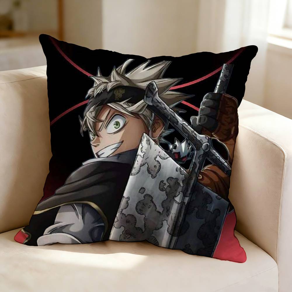 Action-Packed Anime B-Black Clover A-Asta  Pillow Case Square Double-Sided Sofa Cushion Cover Bedroom Bedside Pillow