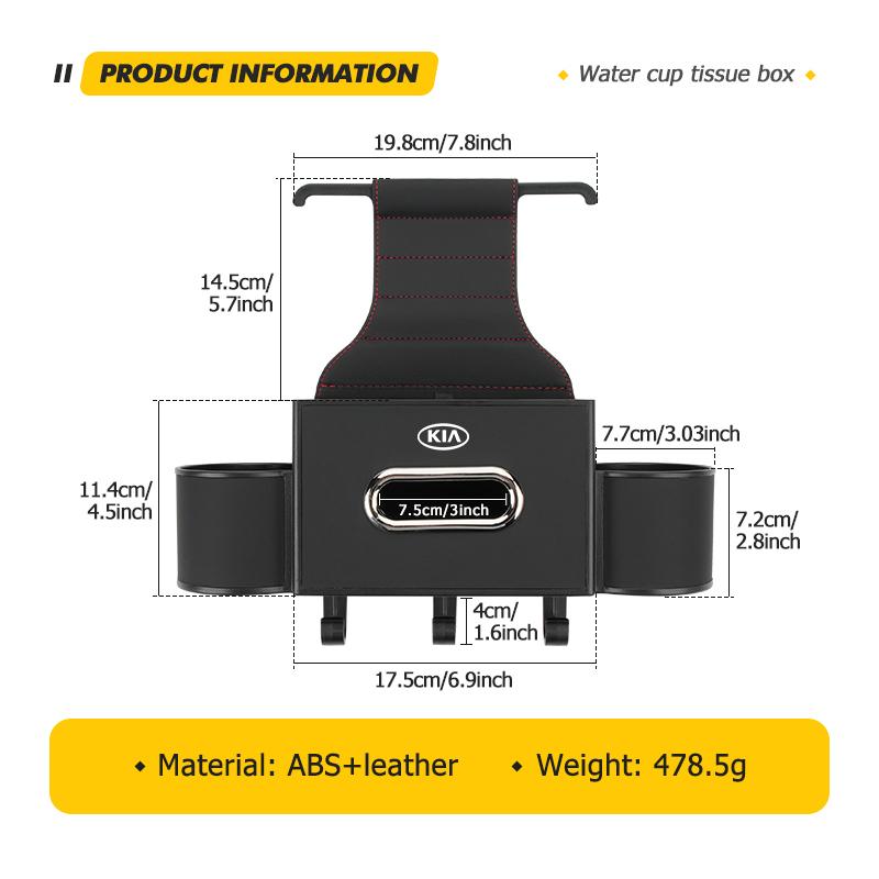 For KIA Car Seat Back Cup Holder Storage Box Tissue Box with Hook Car Phone Holder Cerato Proceed Venga Stonic Picanto Sorento Nvhs30