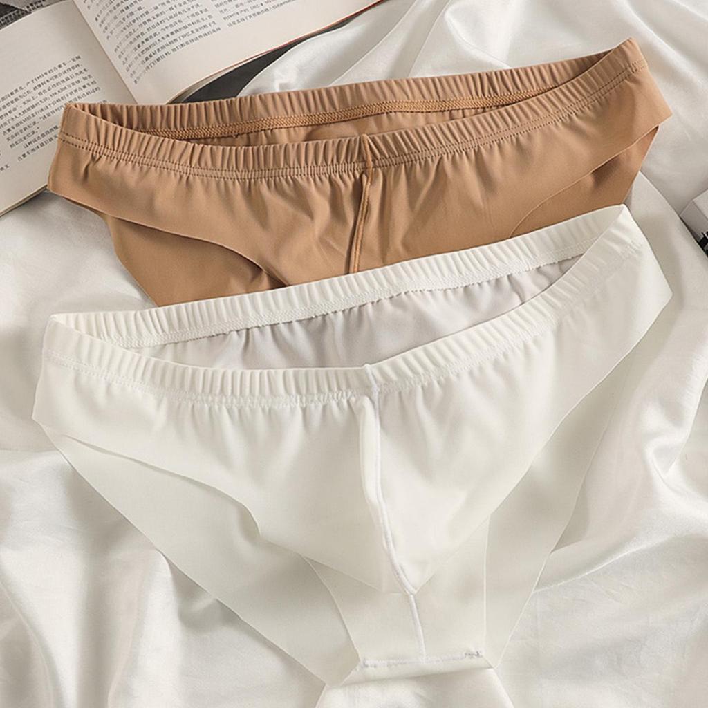 Męskie oddychające bokserki z lodowego jedwabiu chłodnego w dotyku - Jednolity kolor Plus Size