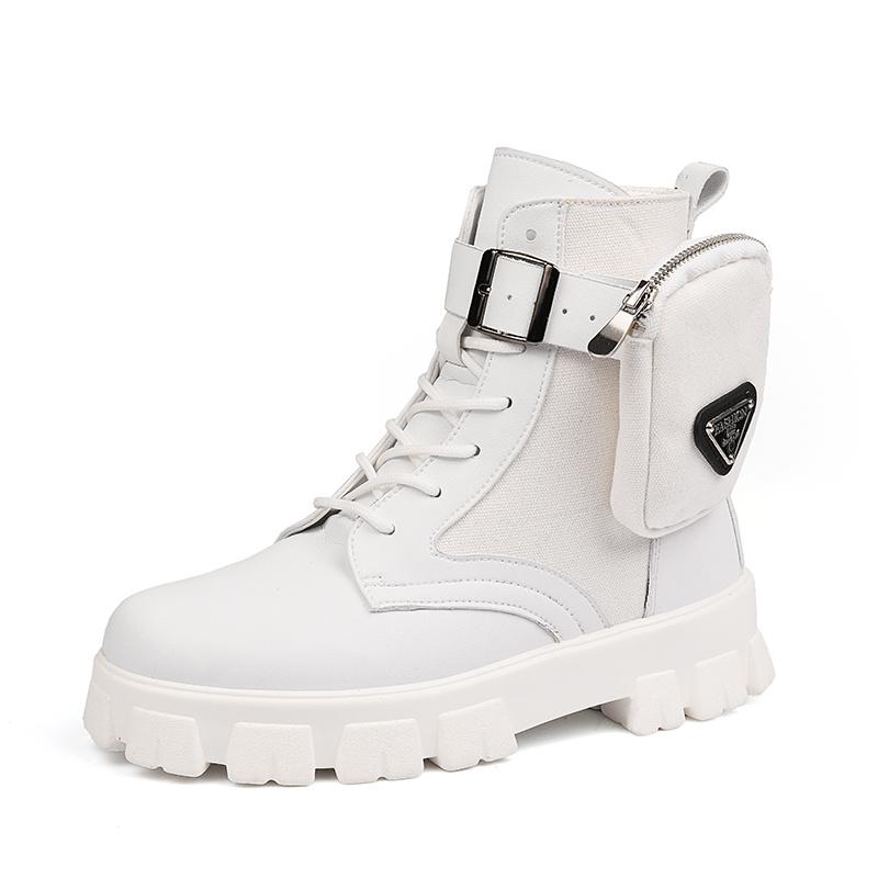 New Fashion Men's White Boots Autumn Winter Superstar Pocket Motorcycle Shoes Men Platform Boots Comfort Leather Ankle Boots Man