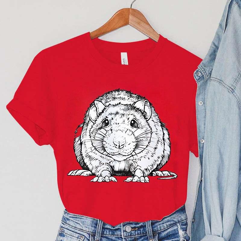 

Футболки с крысой, женские винтажные топы с крысой, модные женские футболки в стиле Харадзюку с животными, летние футболки с принтом крысы, повседневная женская одежда 6XL