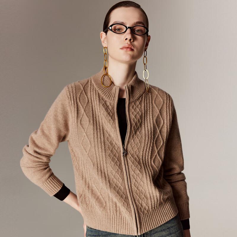 

PALUOPO Women s Vintage Half-High Collar Jacquard Cashmere Cardigan M 160/100