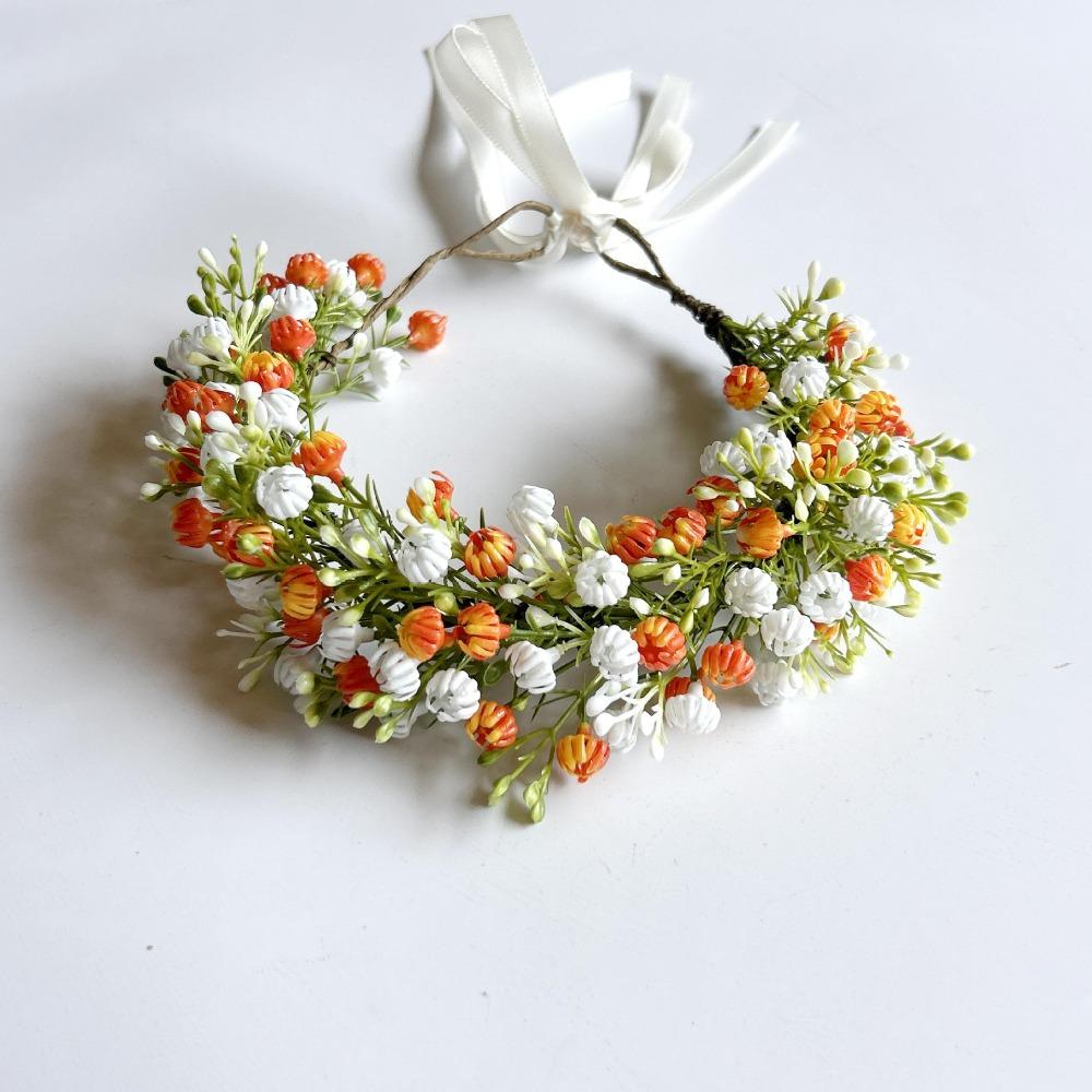 Boho Style Floral Headband Simulated Flower Wedding Headpiece Bridal Wreaths  Seaside Vacation