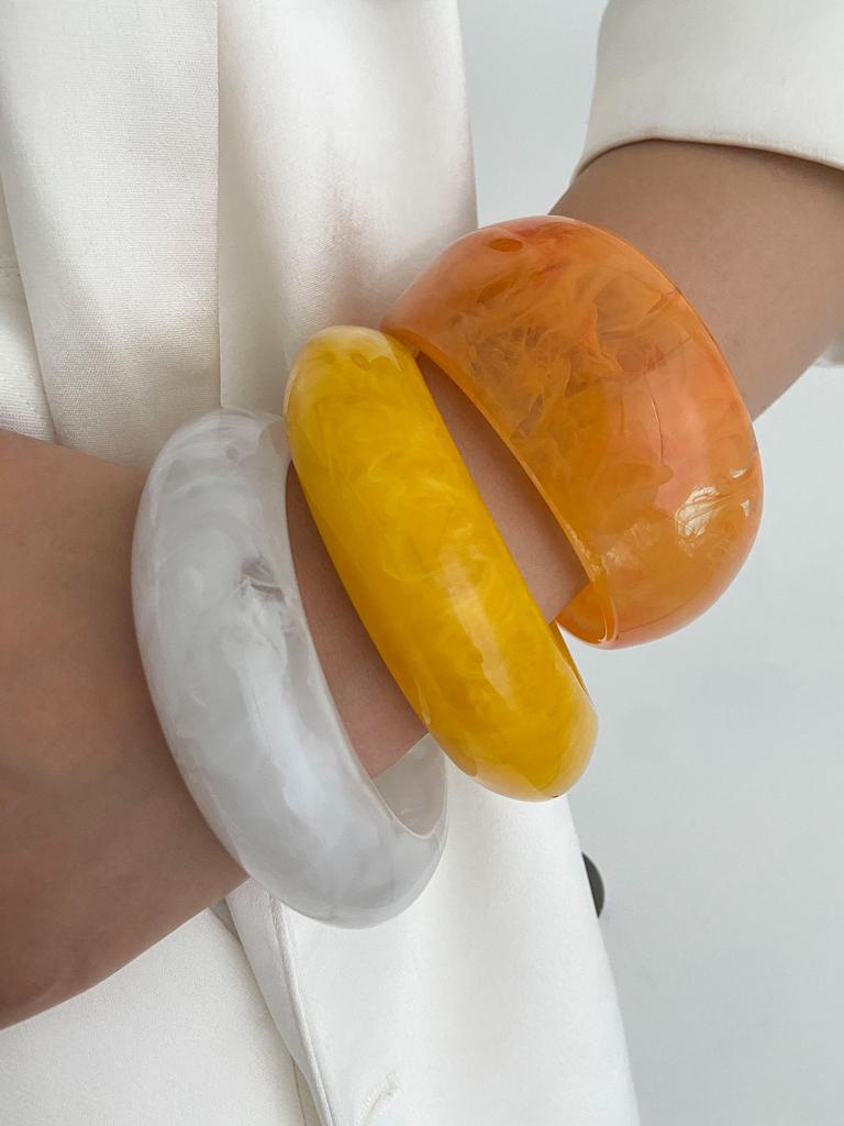 Ingemark 3 Stili Boho Braccialetti Chunky in Resina Plastica per Donne Nuova Tendenza Vintage Geometrici Irregolari Charms Bangles Gioielli Y2K