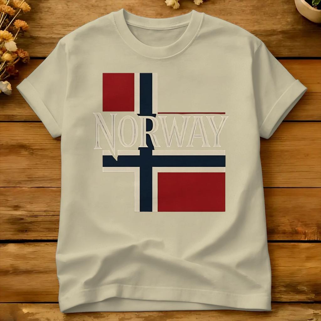Norway Flag Design TShirt Unisex Y2k Basic TShirts Summer ONeck Harajuku Tees Hot Sale Big Size Tops