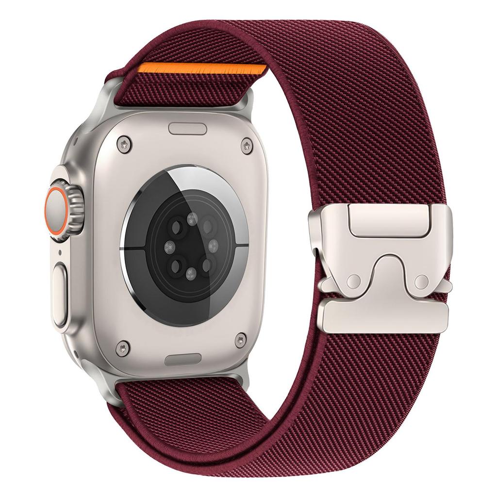Cross-Border Compatible Elastic Nylon Band for Apple Watch (Series 1-9) with Parachute Buckle.
