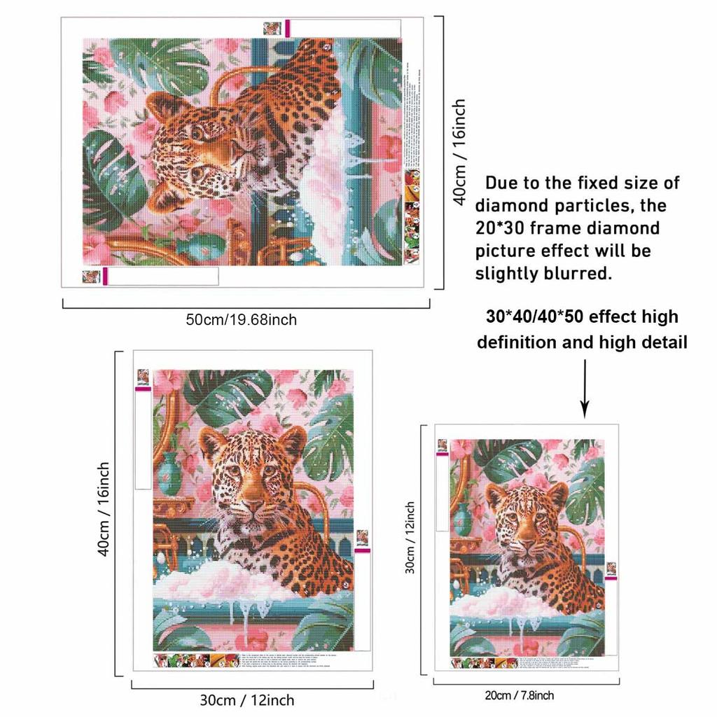 Leopard DIY Diamond Art Painting Kit with Shiny Resin Diamonds for Adults Relaxing Craft Wall Decor and Handmade Gift Idea Set Decor