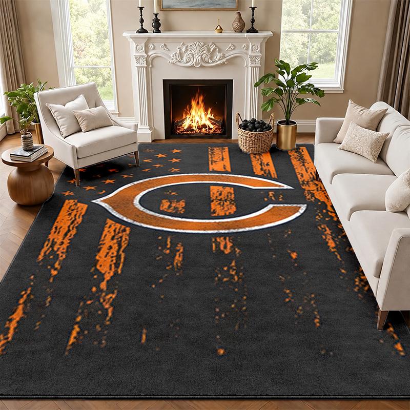 Chicago Bears Teppich Fußmatte für Wohnzimmer oder Schlafzimmer Schutzmatte unter dem Stuhl Bürodeko Weihnachtsgeschenk Geburtstagsgeschenk