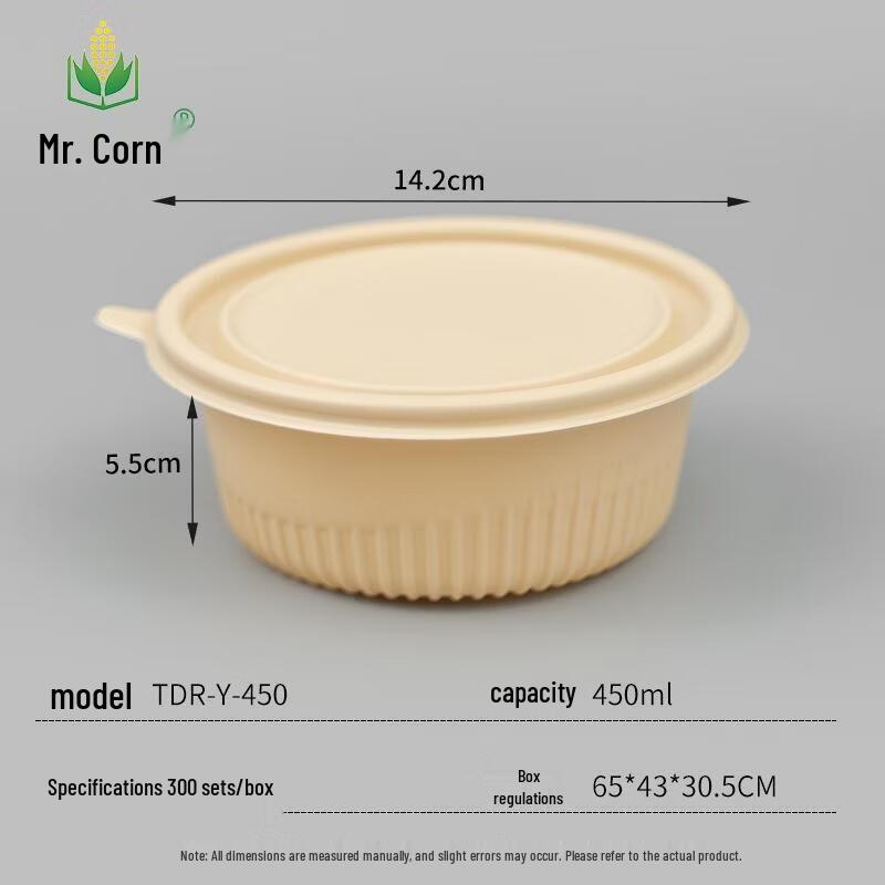 Mr. Corn Starch Disposable Round Takeout Bowl
