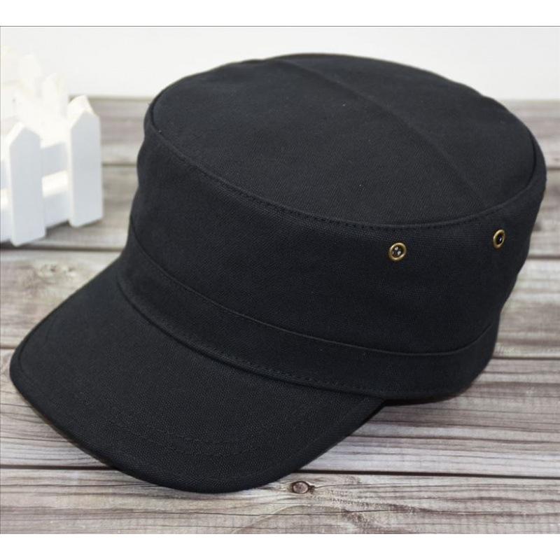 Canvas breathable military hat big head circumference flat top hat couple model women's hat casual fashion men's hat green middle-aged