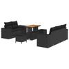 Ensemble de Canapé de Jardin vidaXL 8 Pièces avec Coussins Noir Rattan Poly Acacia, Ensemble de Salle à Manger de Jardin 3363899