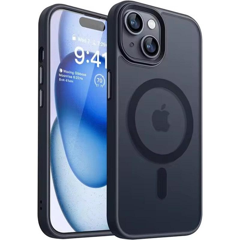 

Магнитный чехол Magsafa Luxury Hybrid Matte Hard Case для iPhone16 15 14 Plus 16 15 14 13 12 11 Pro Max Silicone Soft Shell Clear Frosted Cover iPhone 16 Pro Max чёрный