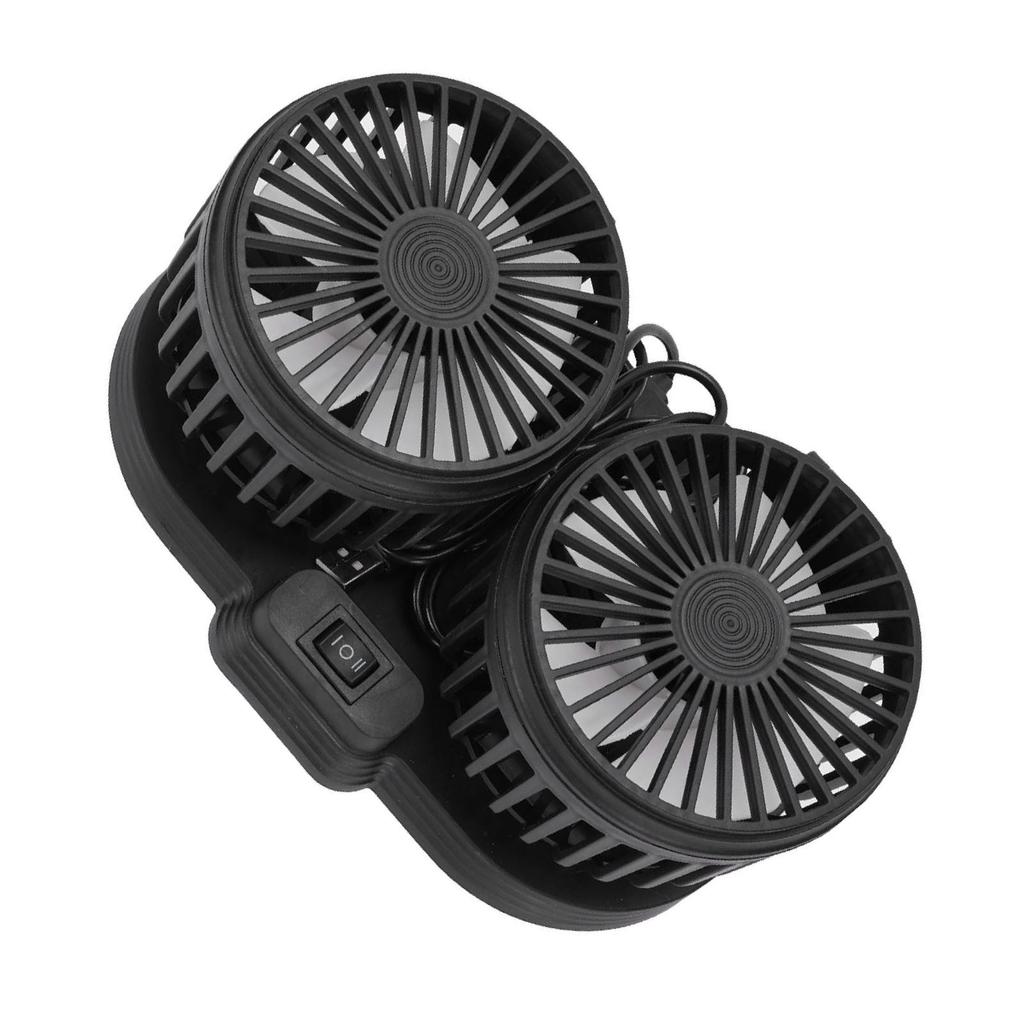 5V USB Car Cooling Fan 2 Speed Wind Quiet 360 Deg Rotatable Portable Dual Head Desk Fan for SUV RV Truck