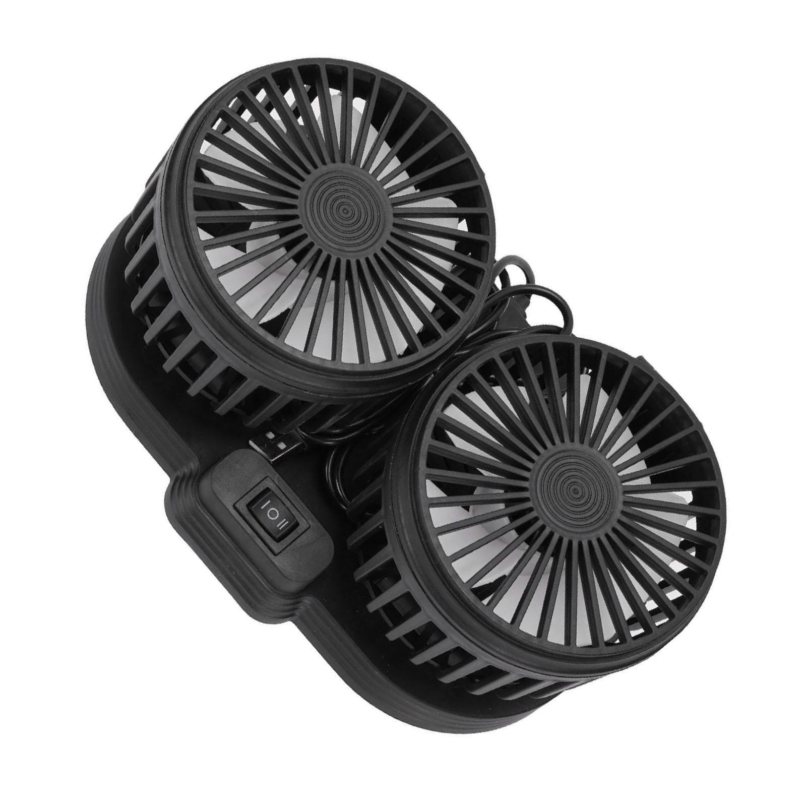 

5V USB Car Cooling Fan 2 Speed Wind Quiet 360 Deg Rotatable Portable Dual Head Desk Fan for SUV RV Truck