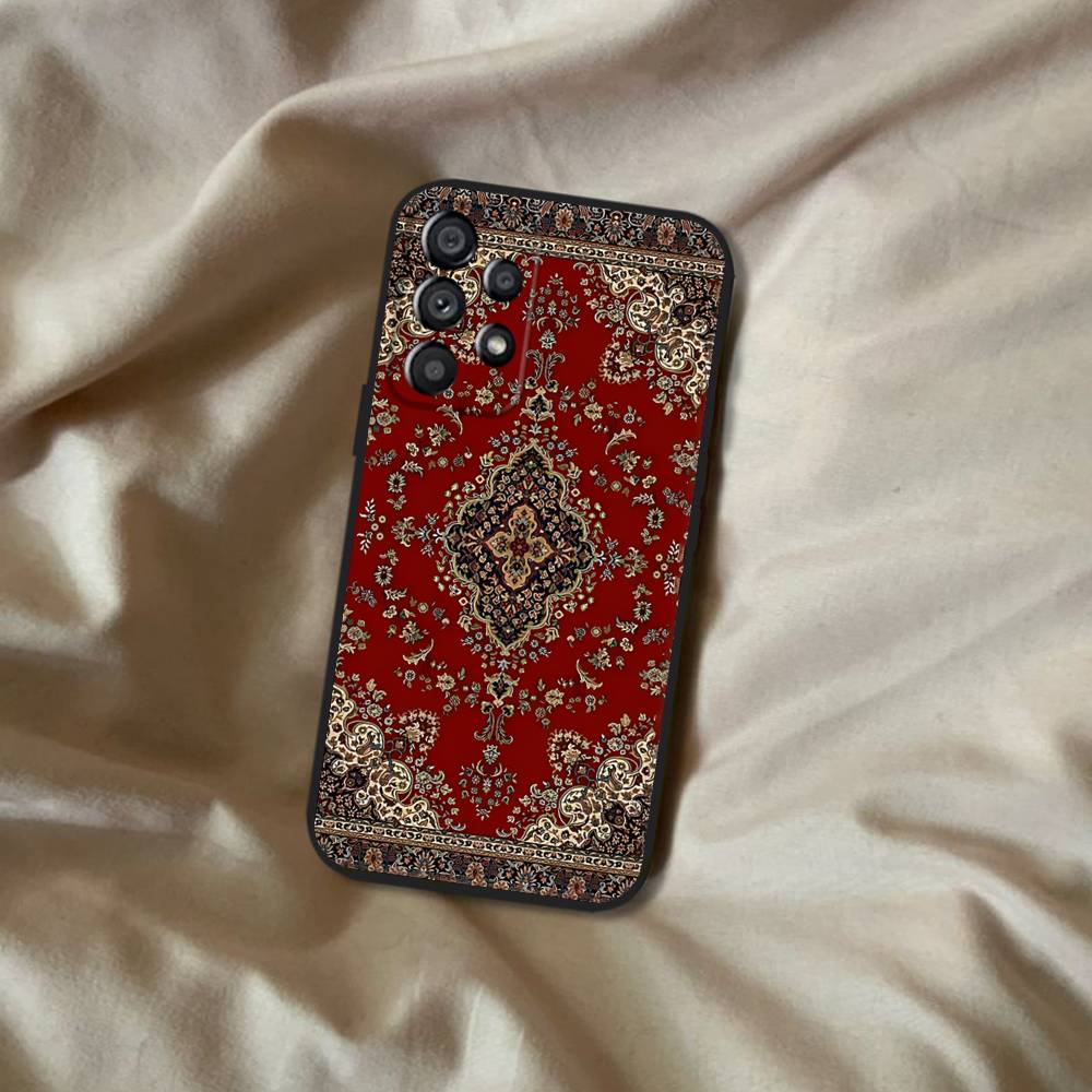 Persian Carpet Floral Pattern Phone Case For Samsung Galaxy A20,A21s,A22,A31,A32,A52,A53,A72,73,A80 Soft Black Cover