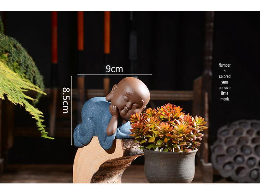 Zen Novice Monk Zisha Ceramic Figurine - Creative Home Tea Pet Ornament