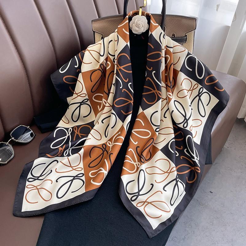 Spring and Autumn New Fashion 91 Square Scarf Women's Silk Scarf Foreign Style Shawl Neck Protection External Decorative Scarf Scarf