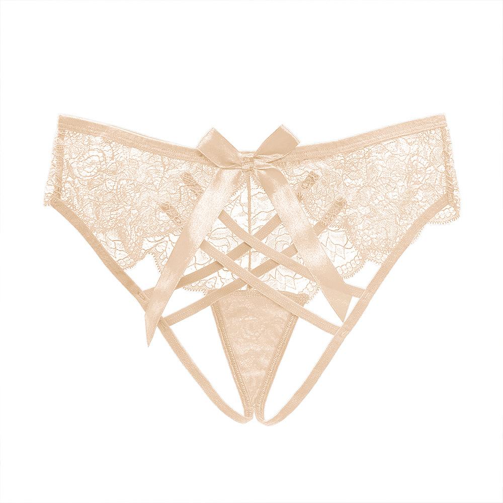 Sexy Lace Pure Lust Seduction Women's Briefs Mood Hollow Bow Mid-waist Comfortable Cotton Crotch Girl Panties