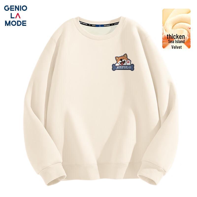 GENIOLAMODE Men's Fleece-Lined Crewneck Graphic Sweatshirt