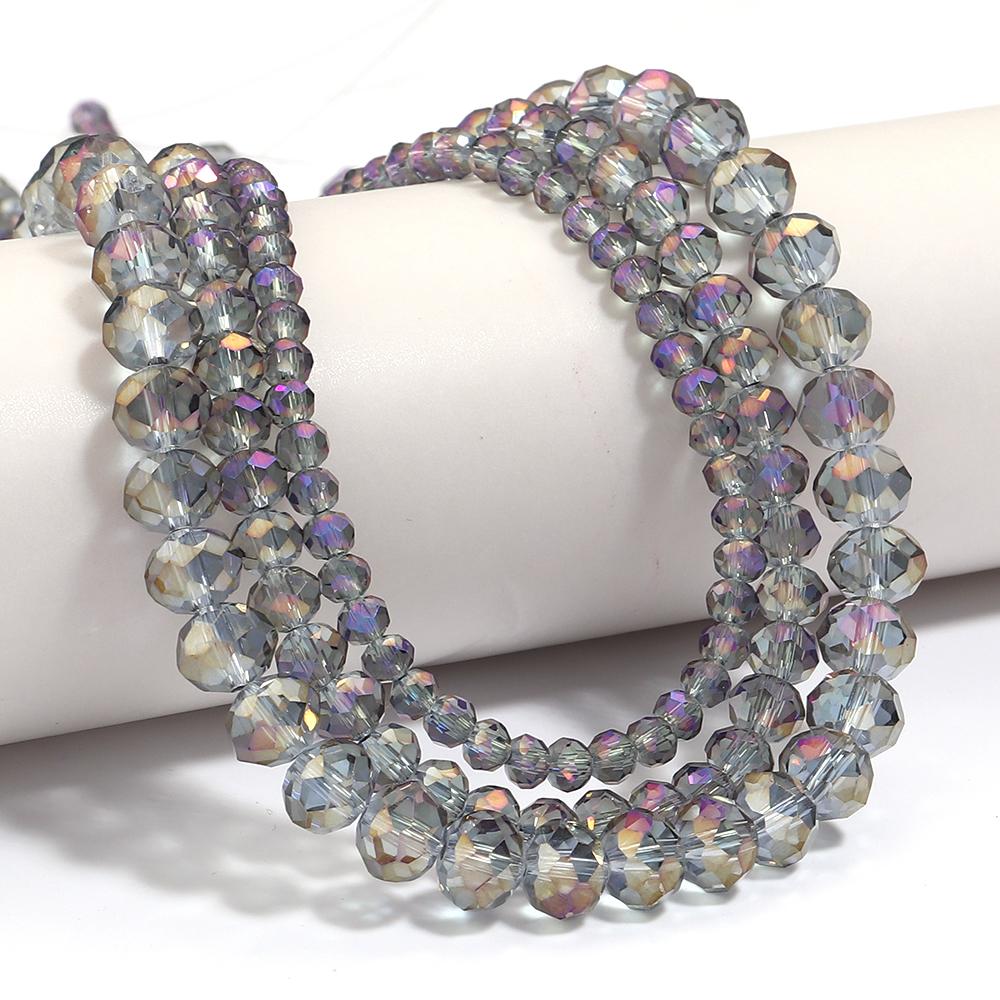 4/6/8mm Transparent Purple Faceted Crystal Beads Abacus Glass Loose Beads For Jewelry Making DIY Bracelet Necklace Accessories