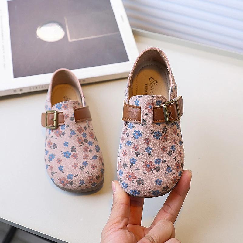 

Girls Flat Shoes Fashion Floral Pattern Kids Leather Shoe Spring Autumn New Versatile Children Fashion Causal Shoes Soft Bottom 25