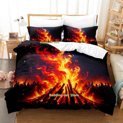 Ensemble de literie Cool Bonfire Simple Twin Full Queen King Size Ensemble de lit Adulte Enfant Chambre Housse de couette Ensembles Impression 3D Anime Ensemble de draps