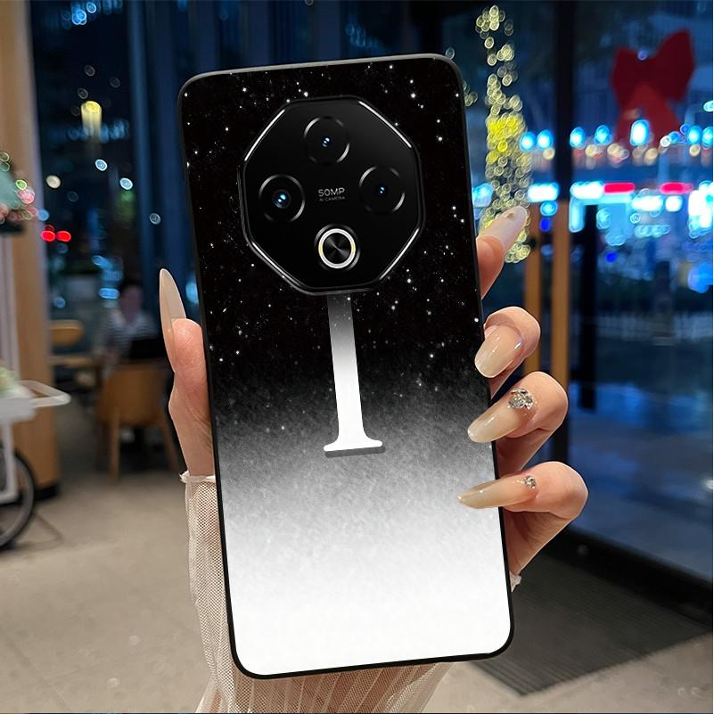 Anti-scratch Phone Case For Umidigi G100 Pro/G100 5G Soft Silicone Black Casing Lucky A-Z Letter With Flower Couple Shell