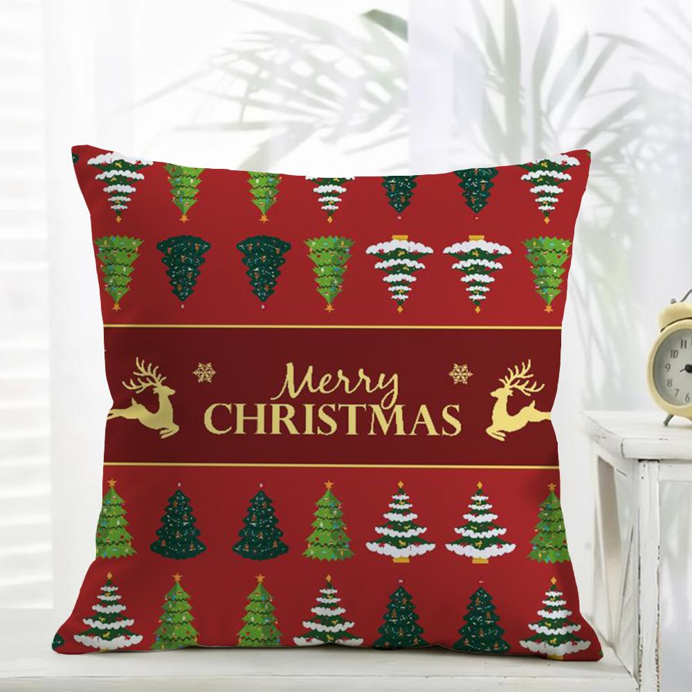 Classic Casual Daily Merry Christmas Art Cushion Cover Daily Washable Linen Pillowcase Soft For Sofa Bed Home Room Decor