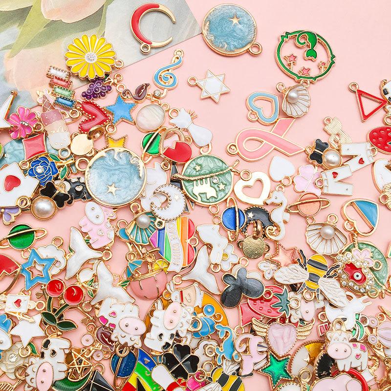 Mix Styles 20-100pcs Jewelry Making Charms Golden Enamel Plated Pendant For DIY Jewelry Making Handmade Jewelry Accessories