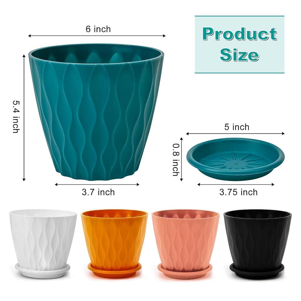 6.3 Inch Flower Pots for Home Decoration, Indoor Plant Pots, Gardening Pots for Plants, Plastic Flower Pots for Garden Plants (5 Colors)