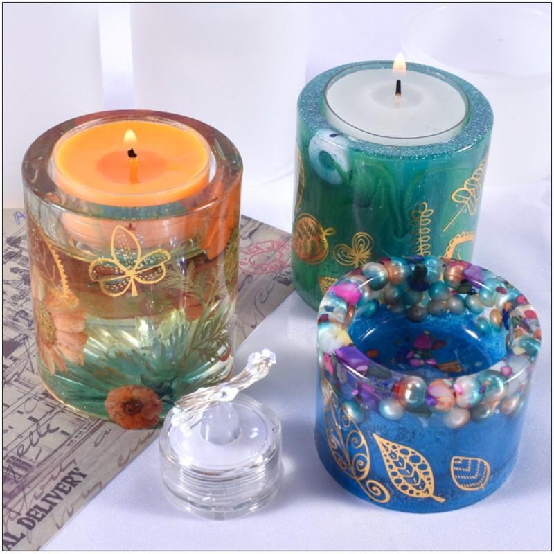Cylindrical Candlestick Silicone Mold Diy Tea Light Candle Holder Clay Epoxy Resin Casting Molds Wedding Party Home Decoration