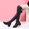 Large size high boots women's over-knee elastic boots women's winter velvet long boots round head thick heel Martin boots tide