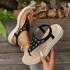 Women's Fashion Bohemian Style Flowers Clip-toe Sandals Thick-soled Flip Flops Womens Wedge Open Toe Beach Comfort Roman Sandals
