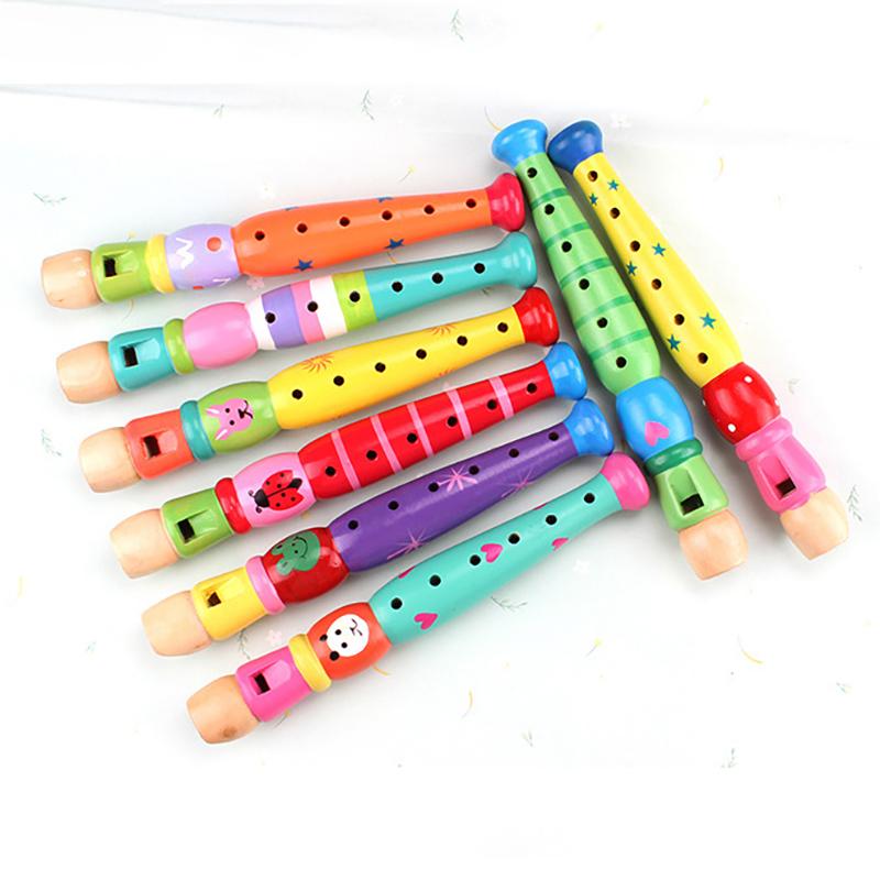 1Pc Wooden Cartoon Flute Children Clarinet 6-Hole Piccolo Baby Toys Musical Instrument Toys Early Education Enlightenment TMZ