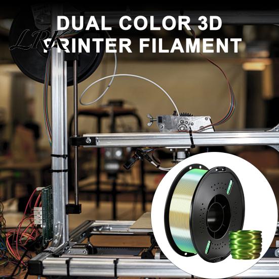 Gradient PLA Filament Three-Color Silk Filament, 1.75mm 1Kg Spool, Shiny Multicolor Smooth Output 3D Printer for DIY Printing Figurines Models Crafts
