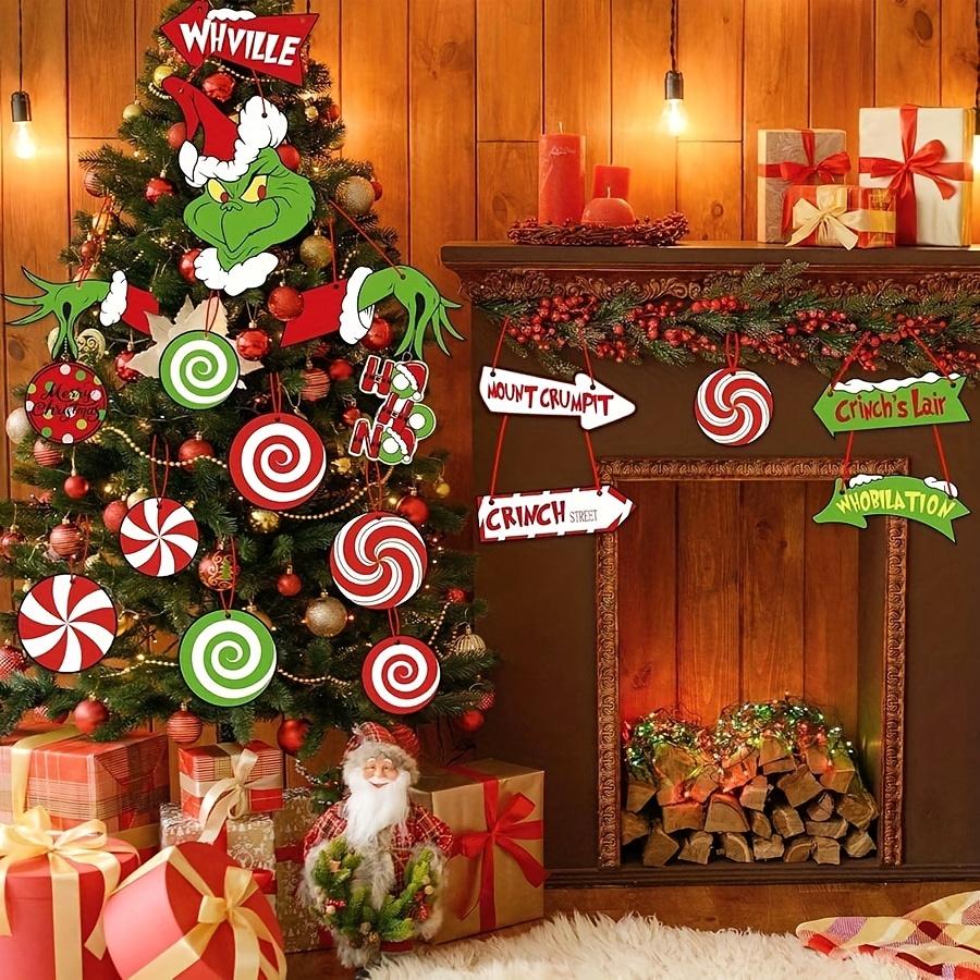 Set Decorazioni Natalizie Grinch da 21 Pezzi - Palline per Albero di Natale Elfo Peloso Verde Decorazioni da Appendere Festa Festiva e Decorazioni per la Casa