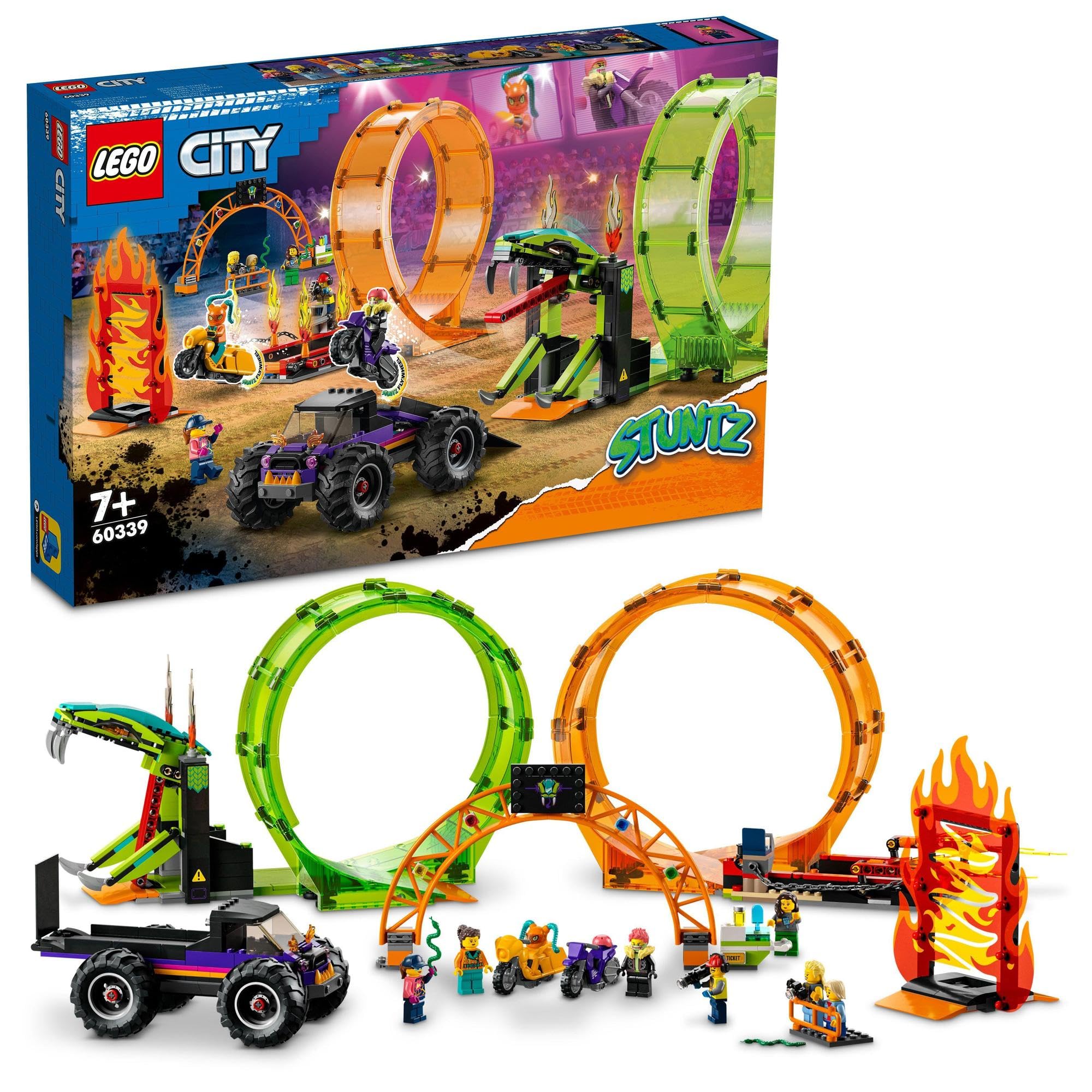 

LEGO City Подвійна петля Арена для трюків 60339, іграшковий будівельний блок та подарунок для хлопчиків та дівчаток віком від 7 років.