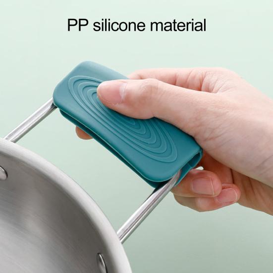 1 Pair Grips Pot Handle Flexible Non-Slip Heat-Resistant Reusable Buckle Design Anti-scalding Silicone