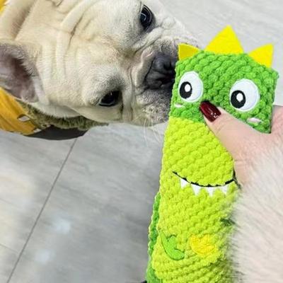 Funny Interactive Dinosaur Dog Sound Making Teeth Grinding Squeaky Sniffing Bite Resistant Foldable Dog Chew Small Dogs