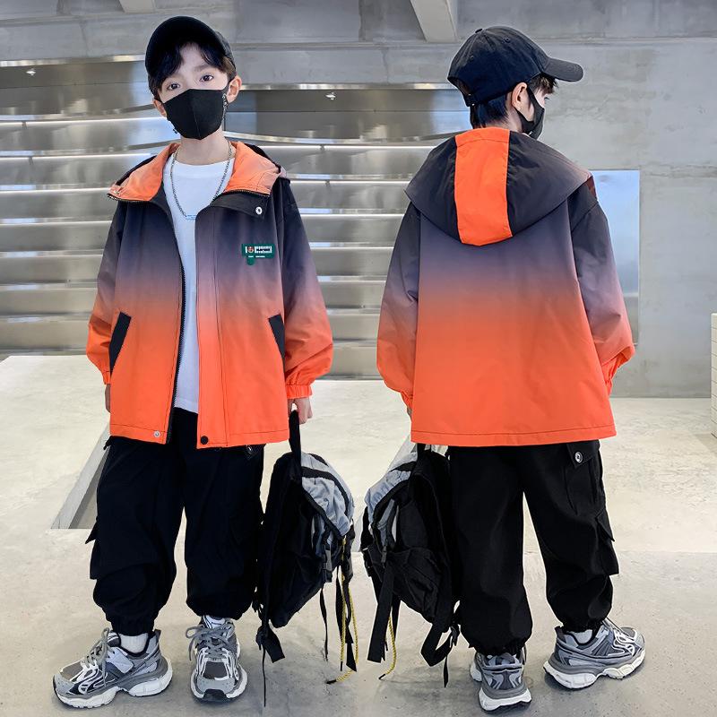 

Повседневное пальто для мальчиков 2025 года, детская модная красивая куртка с градиентом 120cm красный