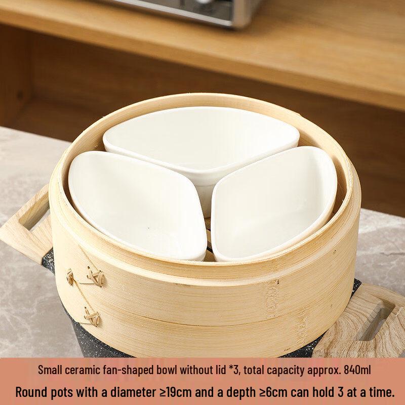 ZISIZ Ceramic Fan-Shaped Steamer Container