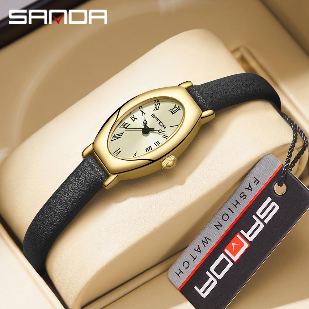 Fashin Sanda top brand 1123 elegant design Roman numerals square dial waterproof quartz movement business women's analog watch