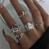 European and American Dark Fantasy Exaggerated Diamond-encrusted Poker Card Butterfly Crying Face Frog Organ Vintage Alloy ring23Set