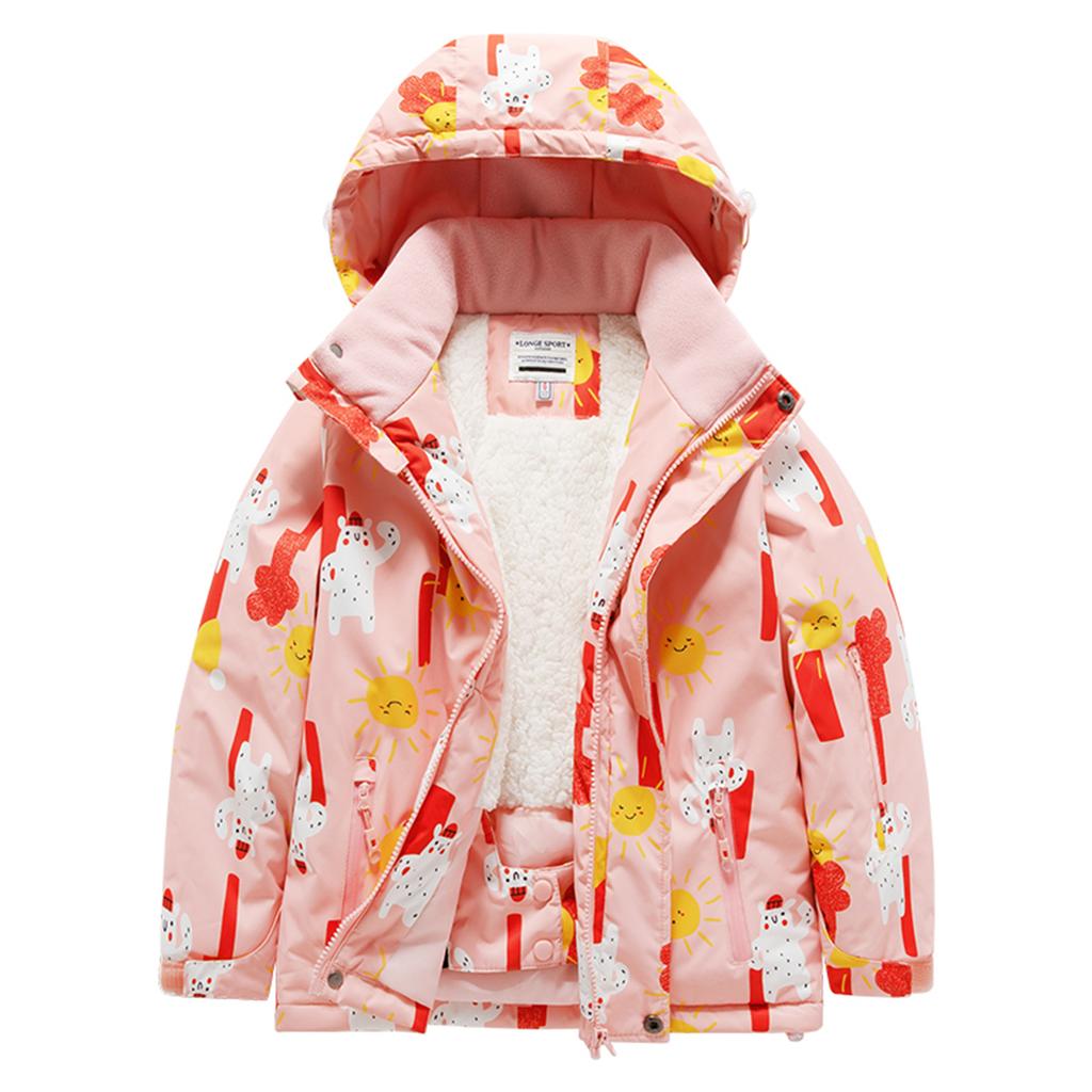 Children's Fashion Print Ski Suit Boys' And Girls' Thickened Waterproof Warm Ski Jacket