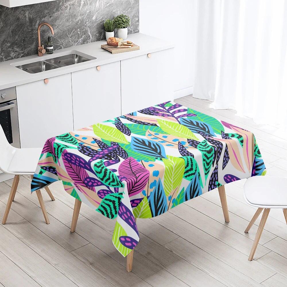 Psychedelic Colorful Leaf Tablecloth Rectangle  Wedding Party Decoration Restaurant Table Kitchen Home Decor