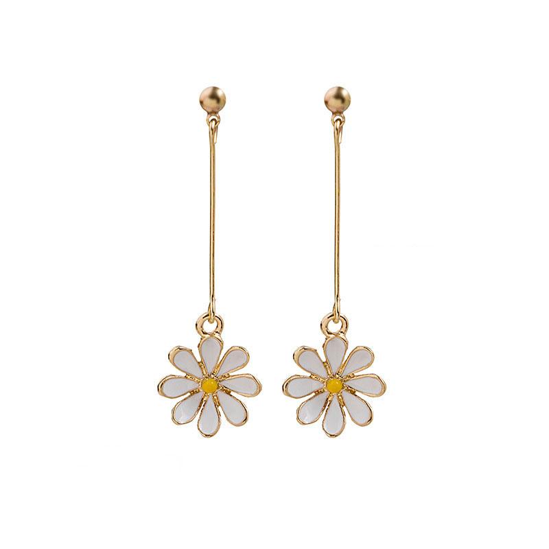 Cute Small Flowers Drop Earrings For Women Sweet Fashion Korean Daisy Sunflower Female Pendant Ear Gifts Jewelry