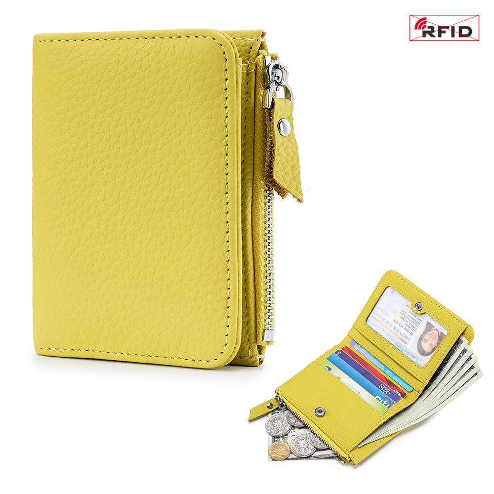 Japanese Style Genuine Leather Slim RFID Wallet for Women - Compact Zippered Coin Purse & Card Holder with Large Capacity (New Design)