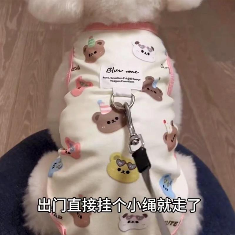 Summer thin traction pet vest dog clothes cat Teddy Bichon Pomeranian small dog Yorkshire